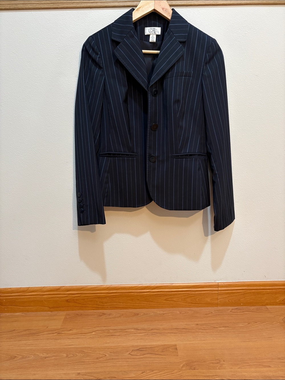LOFT Navy Pinstripe Women's Blazer - Picture 9 of 12